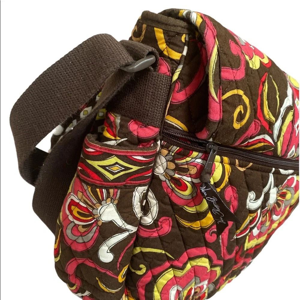 Vera Bradley floral print messenger bag 15”x12” brown